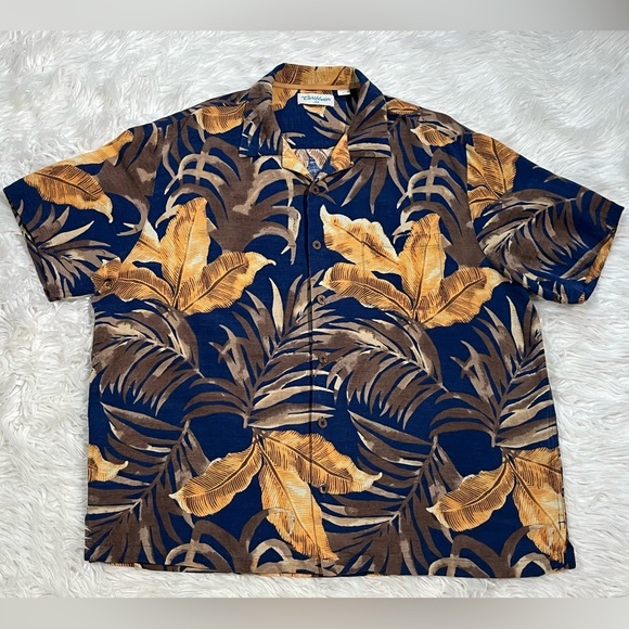 Caribbean Silk 100% Silk Hawaiian Camp Shirt Tropical Beach Vacation - Picture 3 of 13